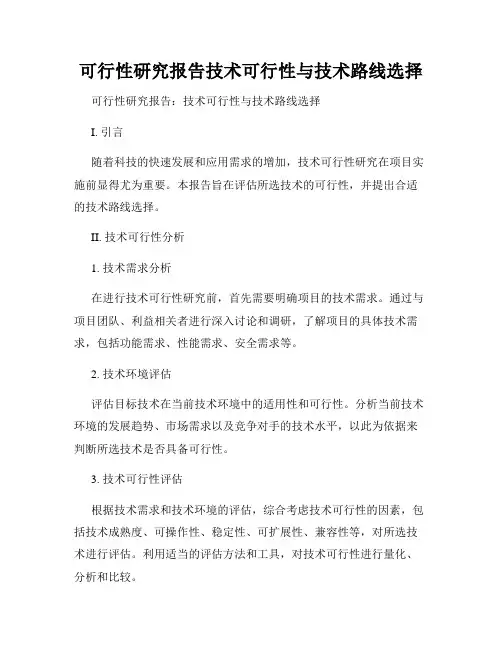 可行性研究报告技术可行性与技术路线选择