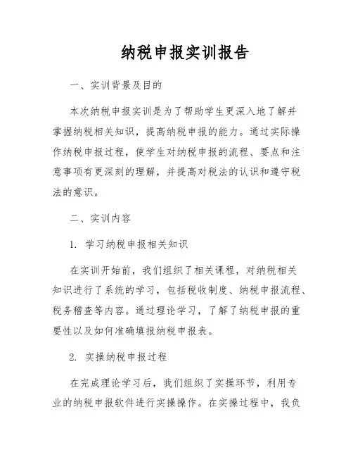 纳税申报实训报告