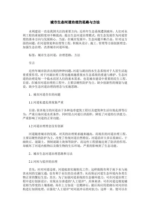城市生态河道治理的思路与方法