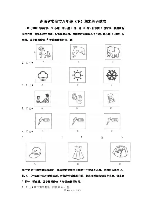 湖南省娄底市八年级(下)期末英语试卷