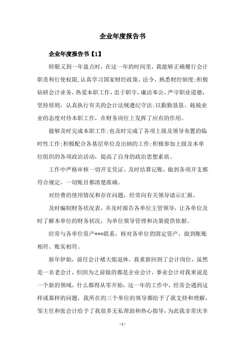 企业年度报告书