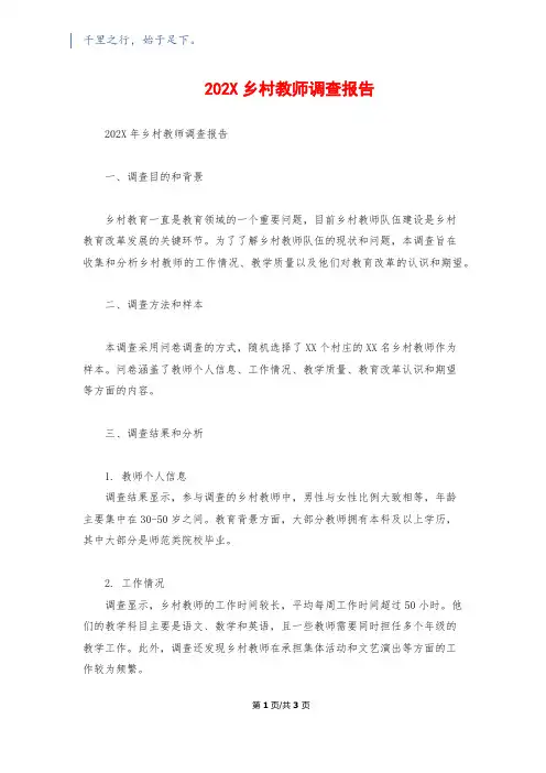 202X乡村教师调查报告