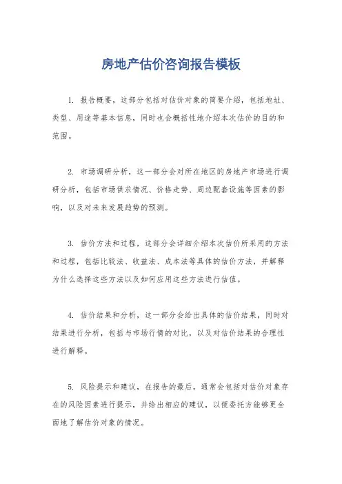 房地产估价咨询报告模板