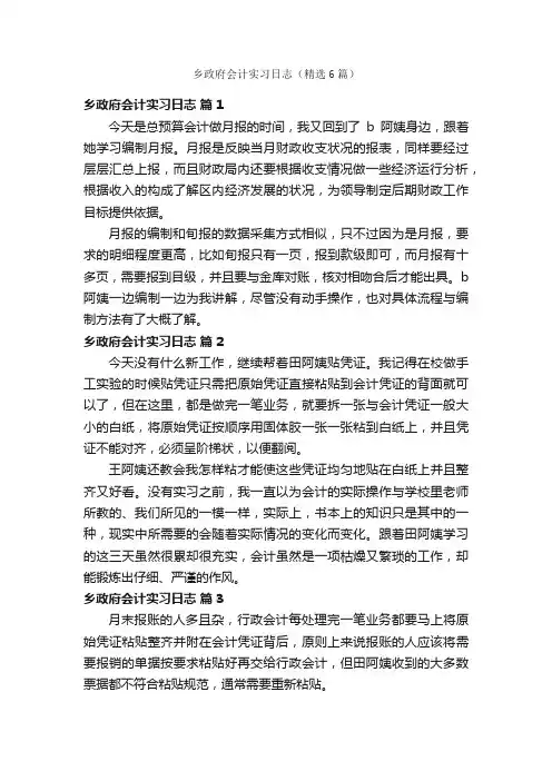 乡政府会计实习日志（精选6篇）