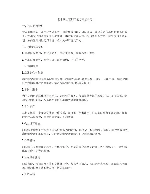 艺术演出营销策划方案怎么写
