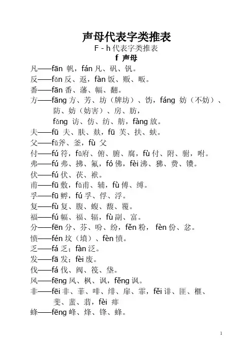 [2017年整理]声母代表字类推表