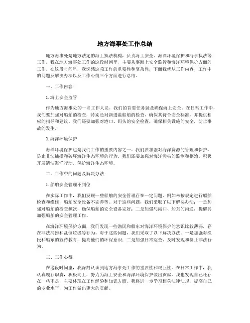 地方海事处工作总结