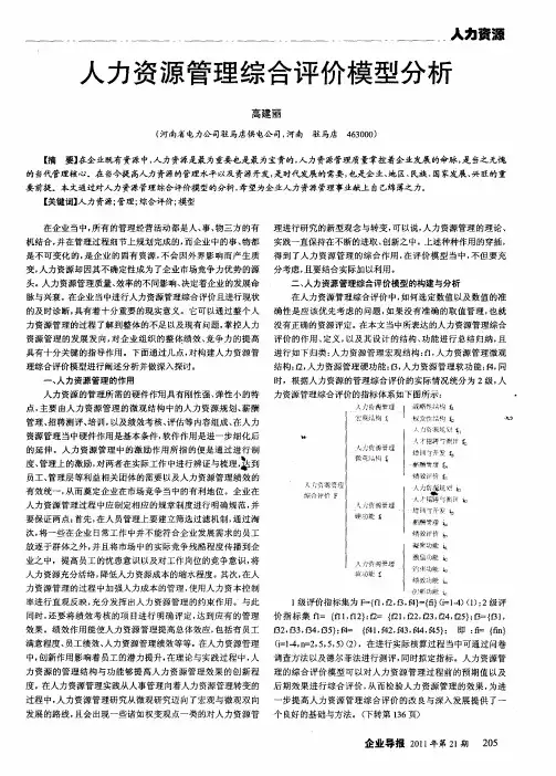 人力资源管理综合评价模型分析