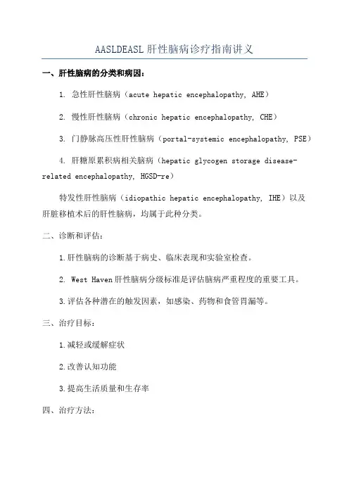 AASLDEASL肝性脑病诊疗指南讲义