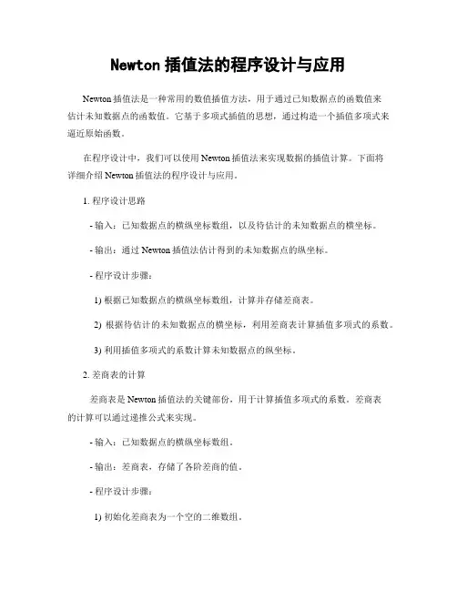 Newton插值法的程序设计与应用