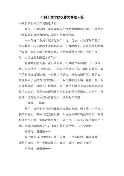 不到长城非好汉作文4篇