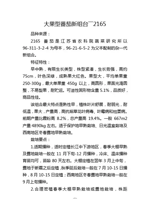 大果型番茄新组台――2165