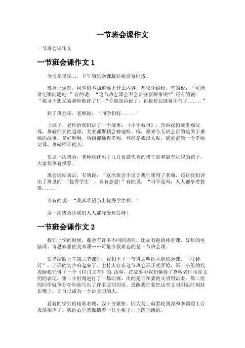 一节班会课作文