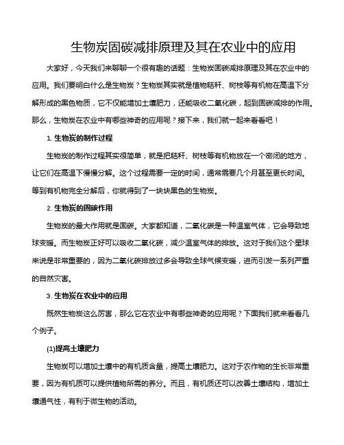 生物炭固碳减排原理及其在农业中的应用