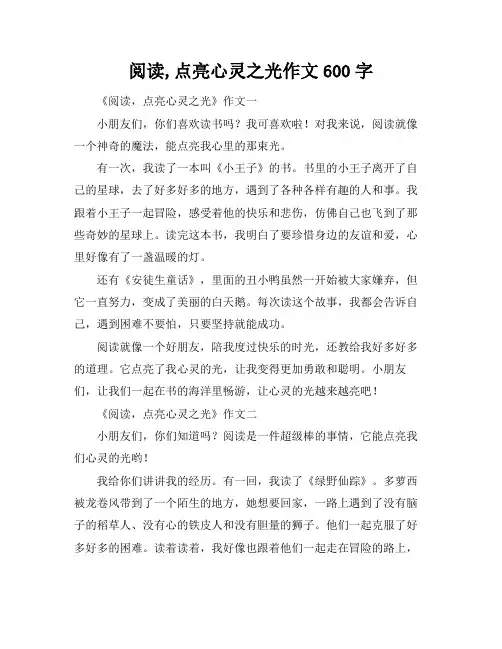 阅读,点亮心灵之光作文600字