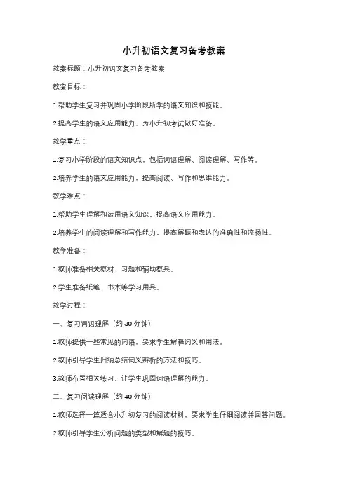 小升初语文复习备考教案