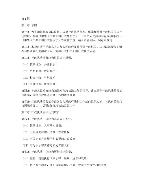 山东行政执法管理规定(3篇)