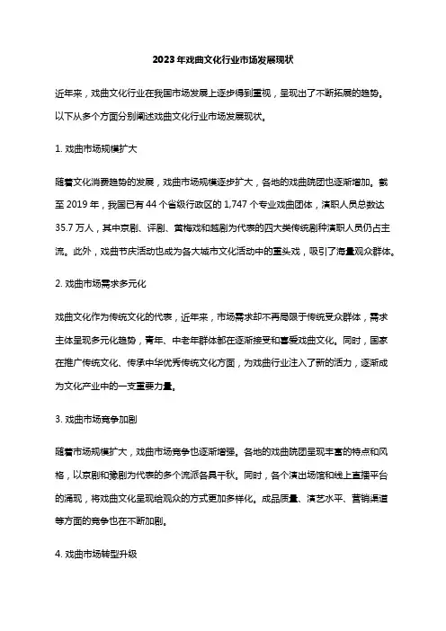 2023年戏曲文化行业市场发展现状