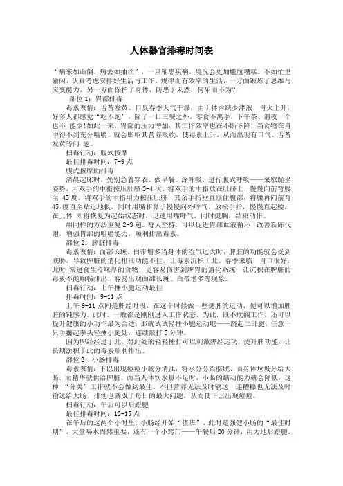 人体器官排毒时间表