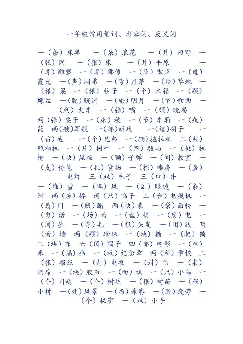 一年级常用量词