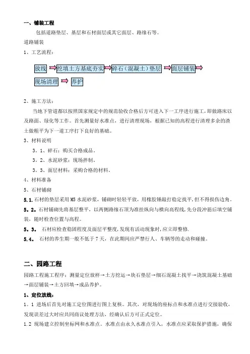 园林景观工程施工步骤及工序