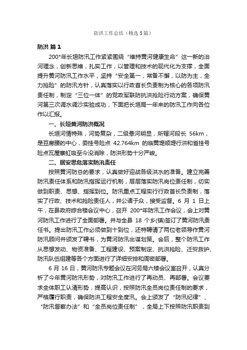 防洪工作总结（精选5篇）