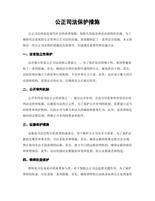 公正司法保护措施