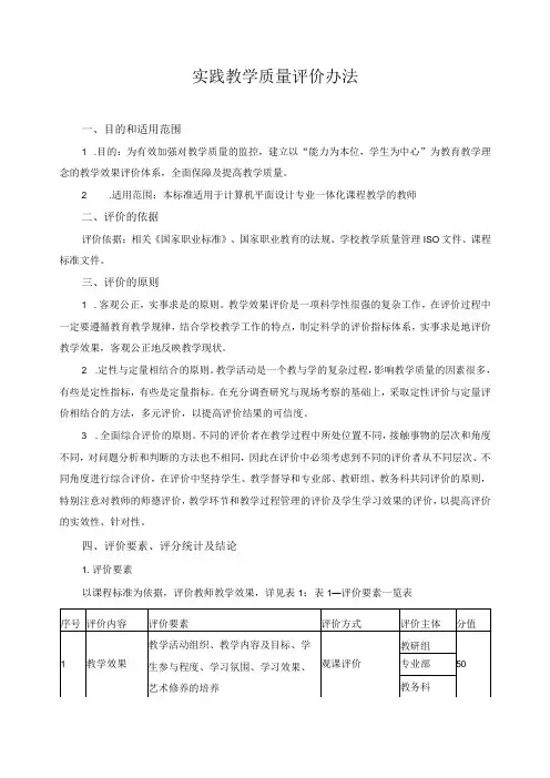 实践教学质量评价办法