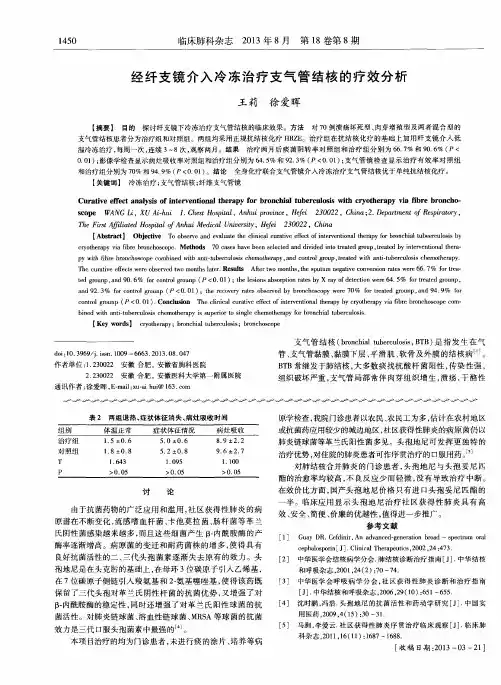 经纤支镜介入冷冻治疗支气管结核的疗效分析