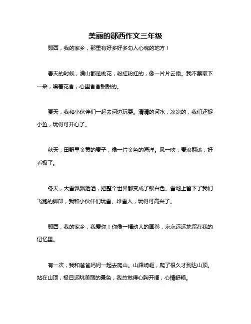 美丽的郧西作文三年级