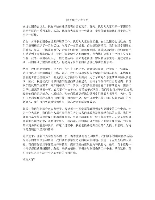 团委副书记发言稿
