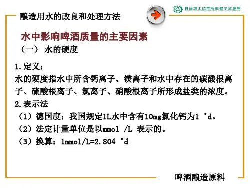 水中影响啤酒质量的主要因素.