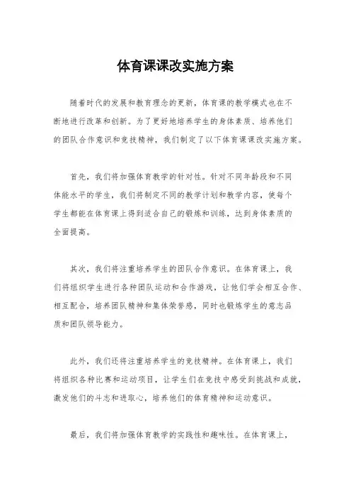 体育课课改实施方案
