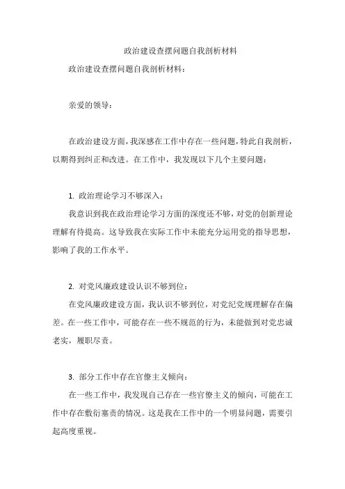 政治建设查摆问题自我剖析材料