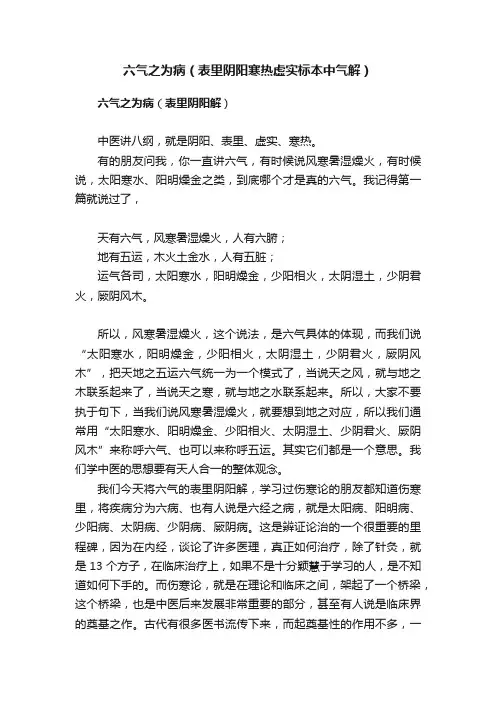 六气之为病（表里阴阳寒热虚实标本中气解）