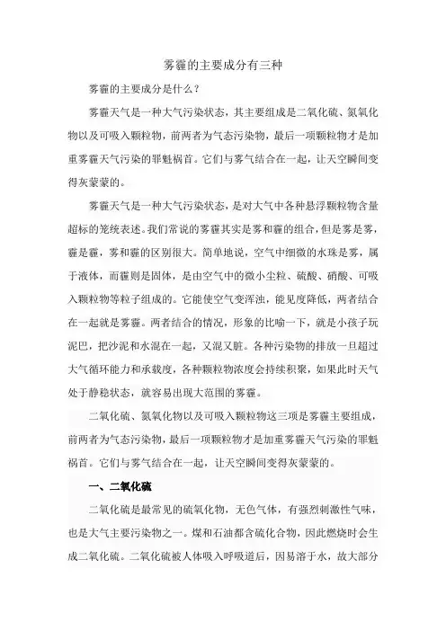 雾霾的主要成分有三种