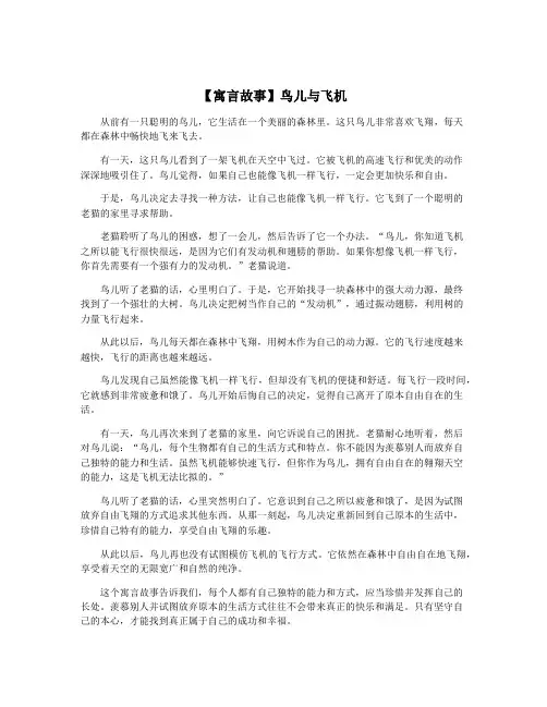 【寓言故事】鸟儿与飞机