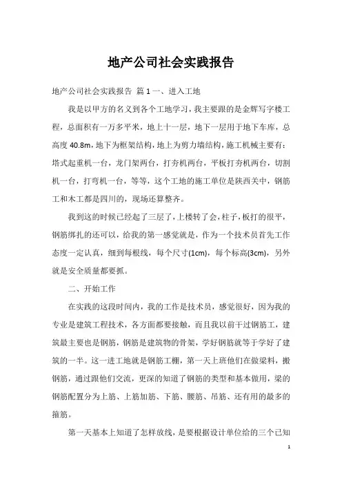 地产公司社会实践报告