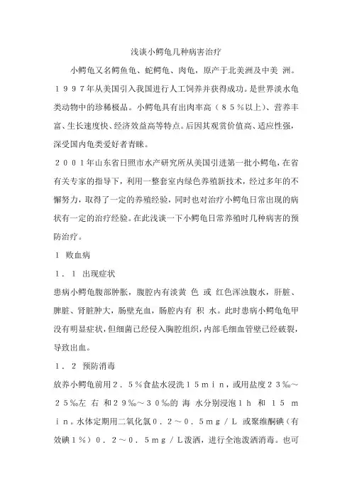 浅谈小鳄龟几种病害治疗