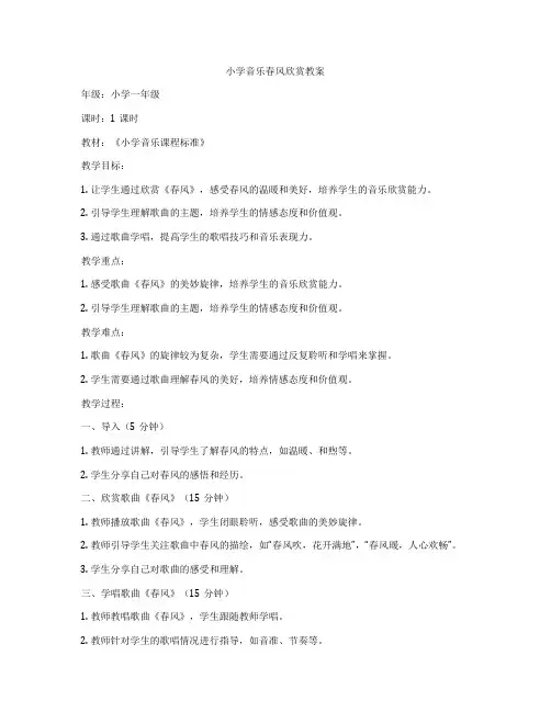 小学音乐春风欣赏教案