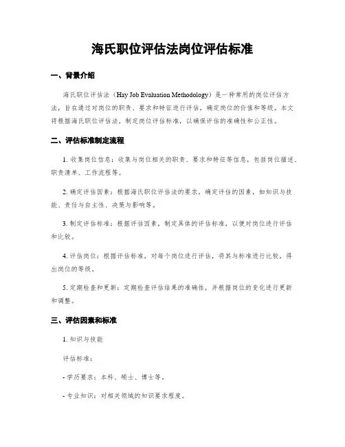 海氏职位评估法岗位评估标准