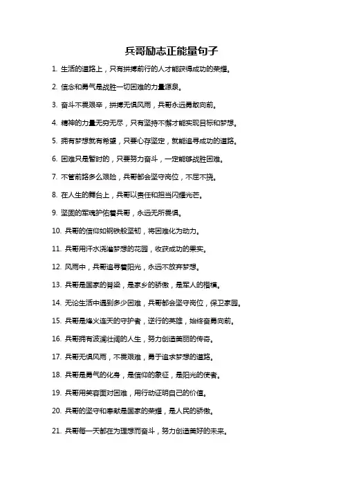 兵哥励志正能量句子