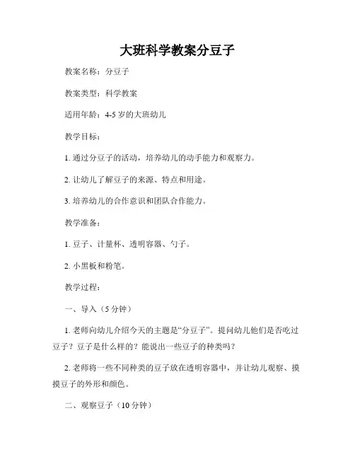大班科学教案分豆子
