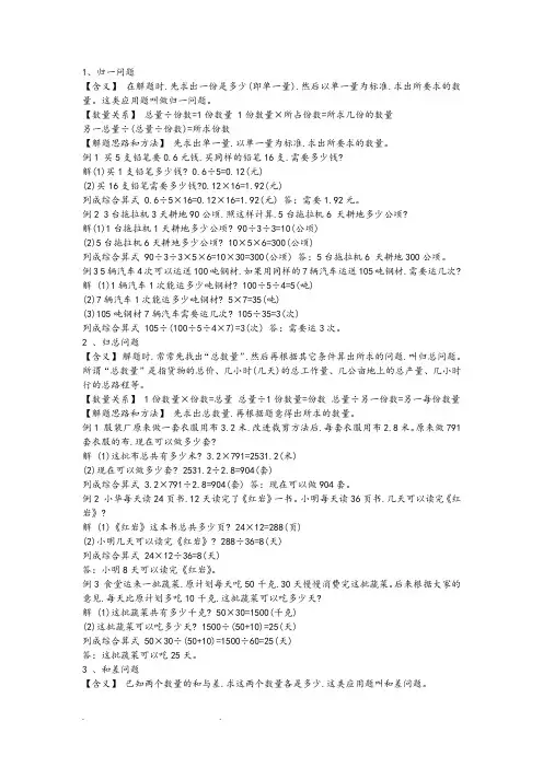 小学数学应用题30种典型题型