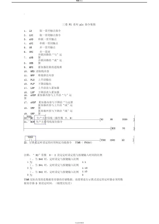 三菱FX系列plc指令详解