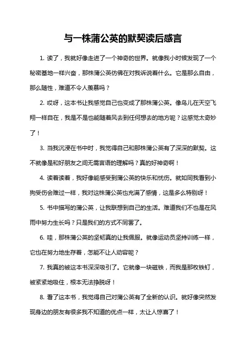 与一株蒲公英的默契读后感言