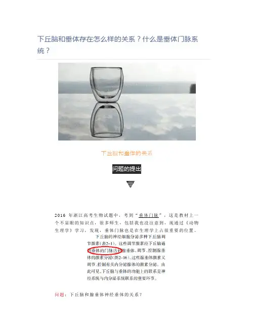 下丘脑和垂体存在怎么样的关系什么是垂体门脉系统