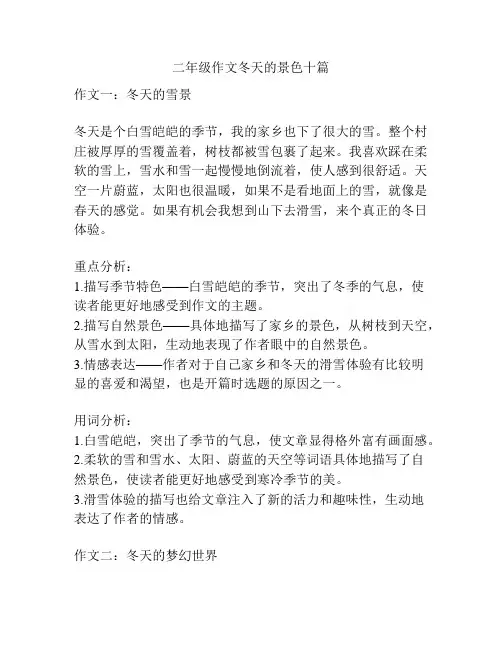 二年级作文冬天的景色十篇