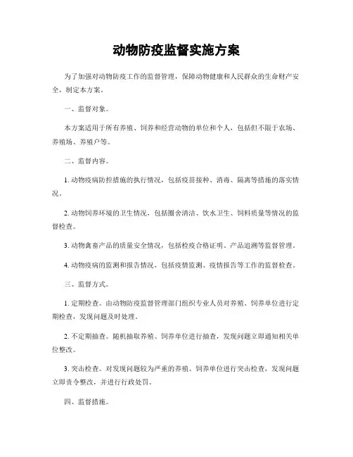 动物防疫监督实施方案