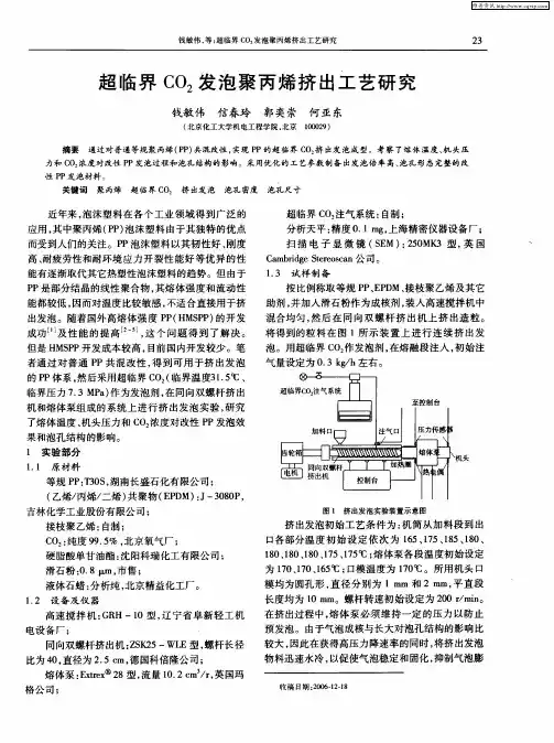 超临界CO2发泡聚丙烯挤出工艺研究